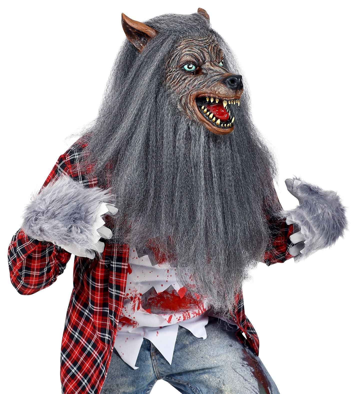 Werwolf Vollkopfmaske mit Fell – Widmann Furry Halloween Maske - Fasnacht24.ch