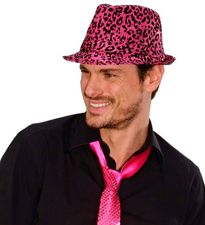 "LEOPARDMUSTER PAILLETTEN FEDORA" in 2 Farben sortiert
