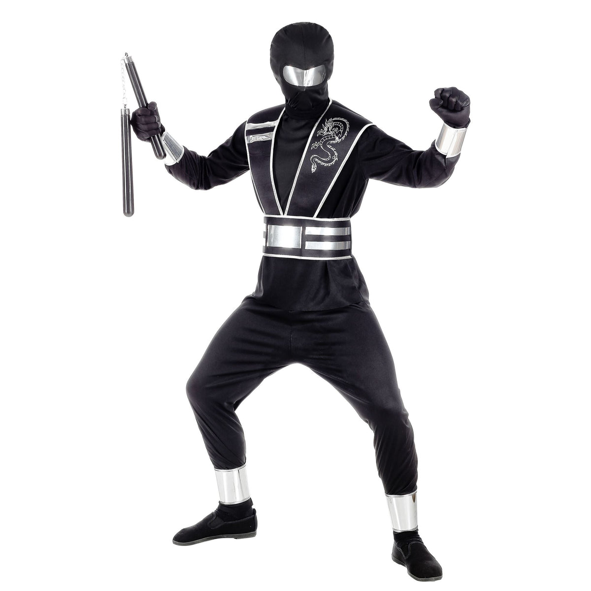 "SPIEGELNINJA" (Oberteil, Hose, Rüstung mit Gürtel, Armschoner, Beinschoner, Handschuhe, Maske)