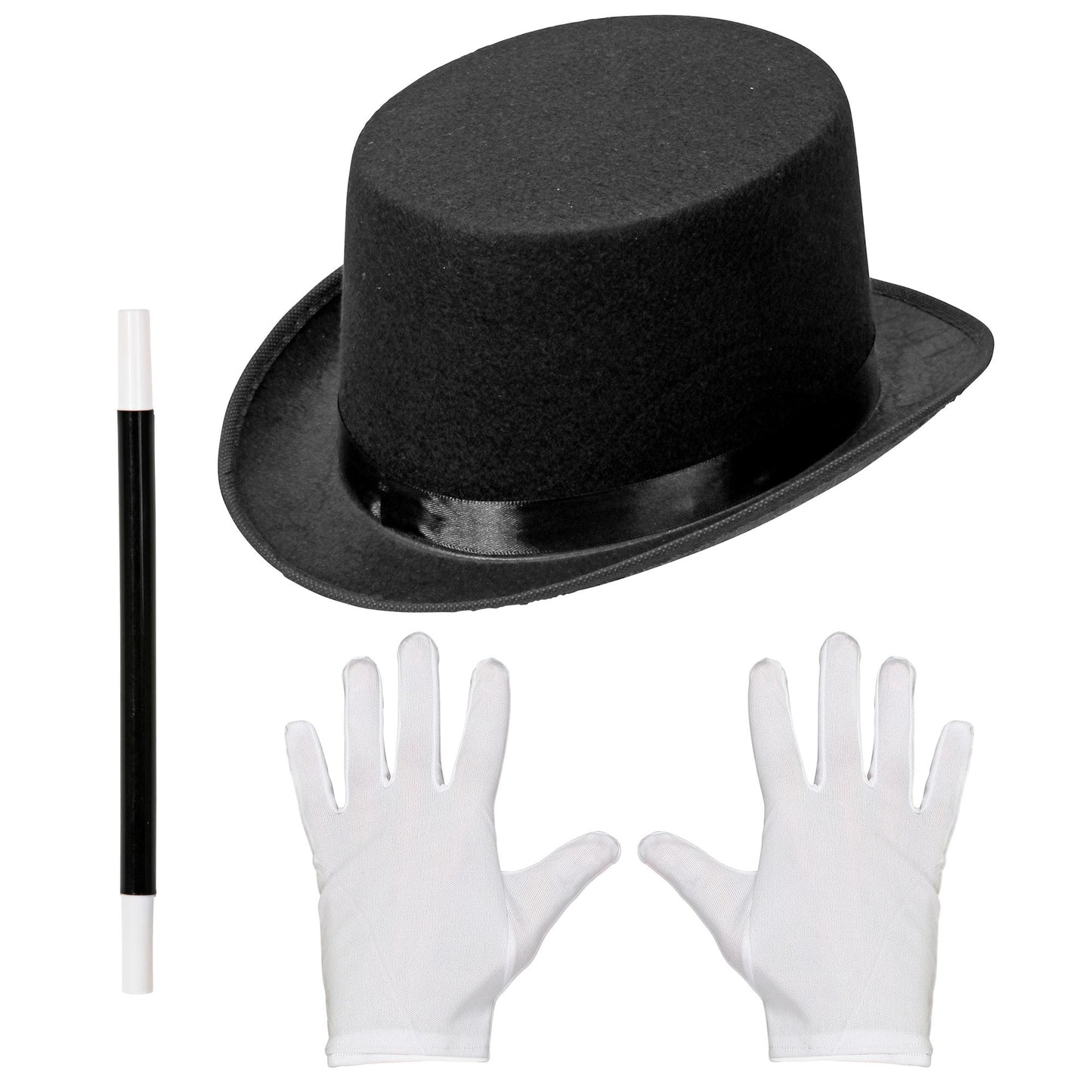 Zaubererset für Kinder mit Zylinder, Handschuhen und Zauberstab – Fasnacht & Mottoparty