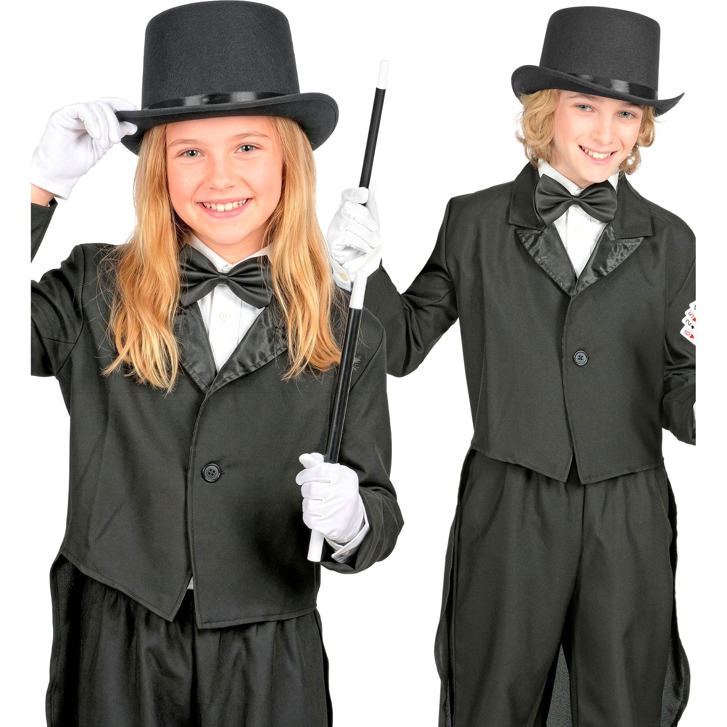 Zaubererset für Kinder mit Zylinder, Handschuhen und Zauberstab – Fasnacht & Mottoparty