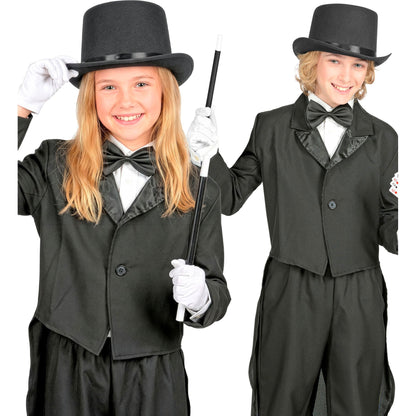 Zaubererset für Kinder mit Zylinder, Handschuhen und Zauberstab – Fasnacht & Mottoparty