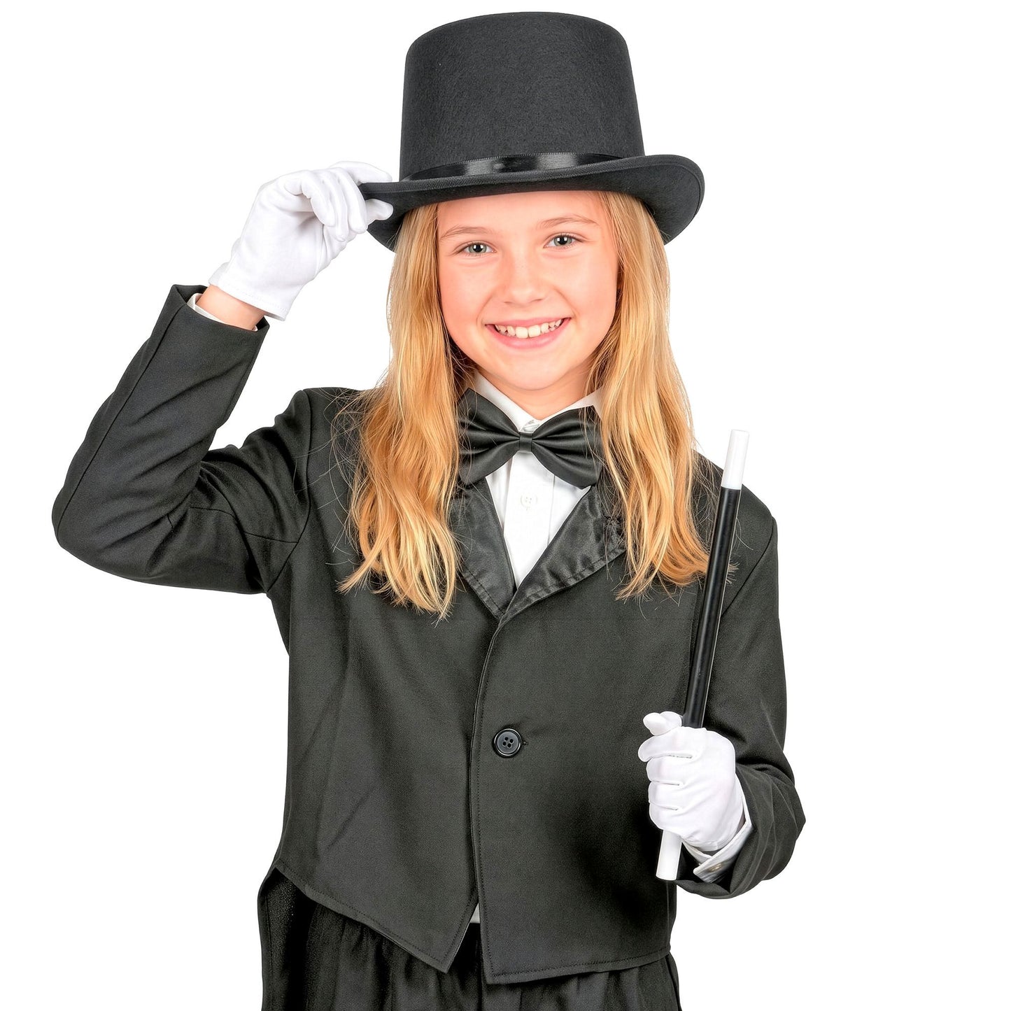 Zaubererset für Kinder mit Zylinder, Handschuhen und Zauberstab – Fasnacht & Mottoparty