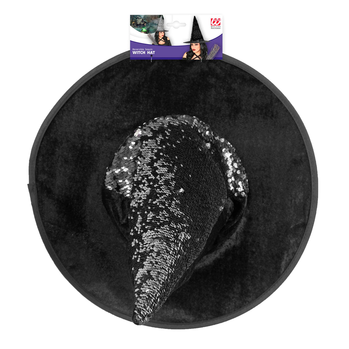 "HEXENHUT MIT WENDEPAILLETTEN SCHWARZ/SILBER"