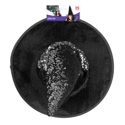 "HEXENHUT MIT WENDEPAILLETTEN SCHWARZ/SILBER"