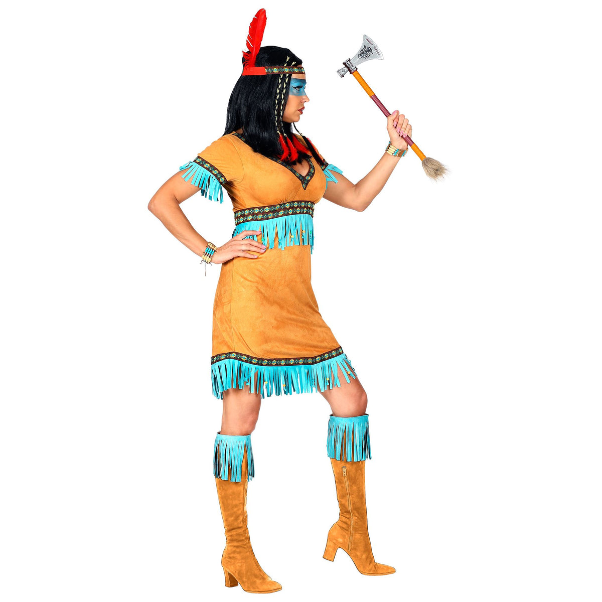"INDIANERIN" (Kleid, Stirnband mit Feder)