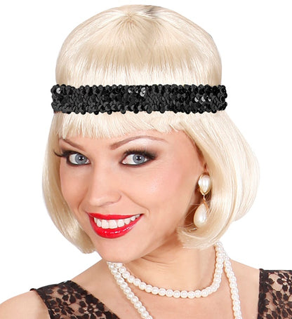 "SCHWARZES PAILLETTEN STIRNBAND"
