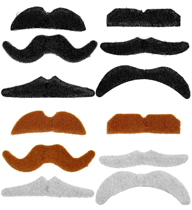 "Set von 12 PARTY-BÄRTEN" 6 Modelle & 3 Farben sortiert