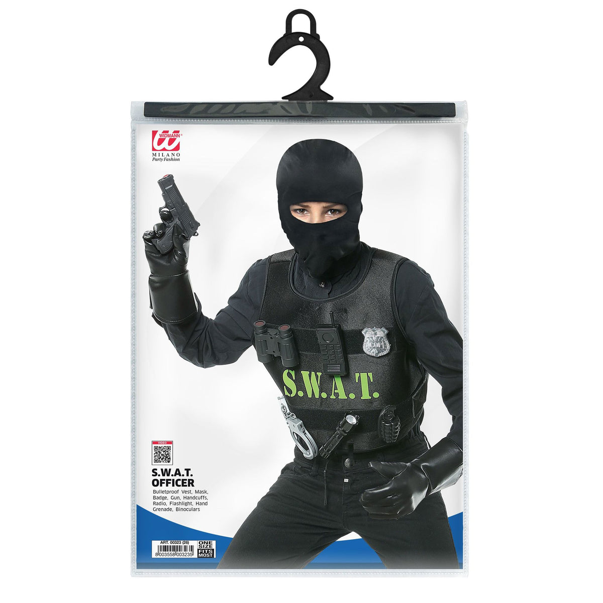 "S.W.A.T." (Kugelsichere Weste, Maske, Abzeichen, Pistole, Handschellen, Funkgerät, Taschenlampe, Handgranate, Fernglas)
