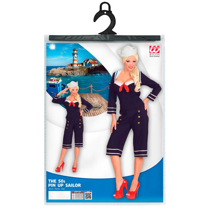 "50er JAHRE PIN UP SAILOR GIRL" (Oberteil, Hose, Mütze)