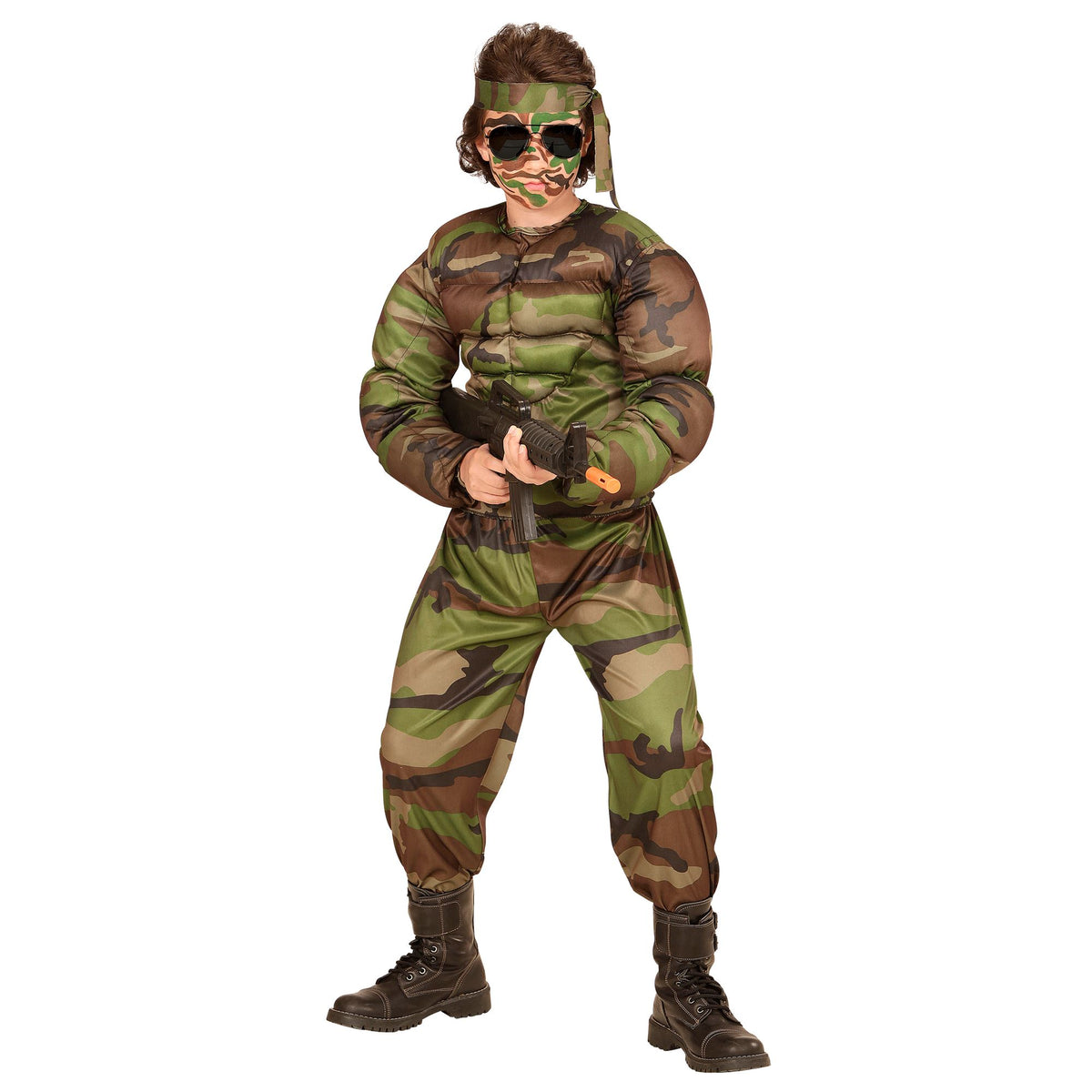 "SUPER MUSKEL SOLDAT" (Muskelshirt, Hose, Stirnband)