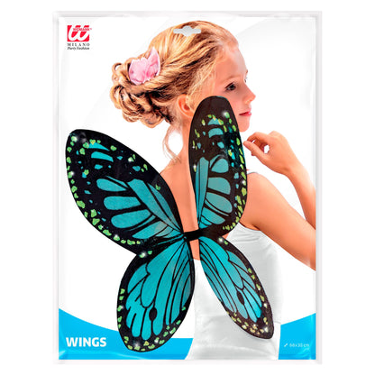 "SCHMETTERLINGSFLÜGEL IN SCHWARZ-BLAU" Kindergröße 66x38 cm