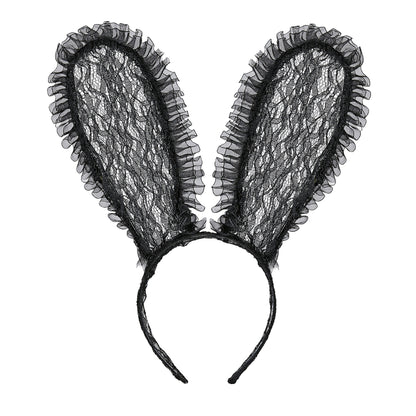 Hasenohren mit schwarzer Spitze von Widmann am schwarzen Haarreif – Produktansicht
