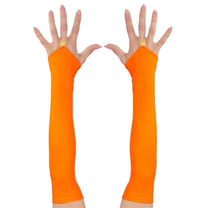 "NEON ORANGENE FINGERLOSE SATINHANDSCHUHE"