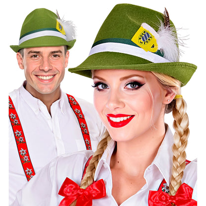 "BAYRISCHER FEDORA MIT FEDER UND BIERKRUG" aus Filz