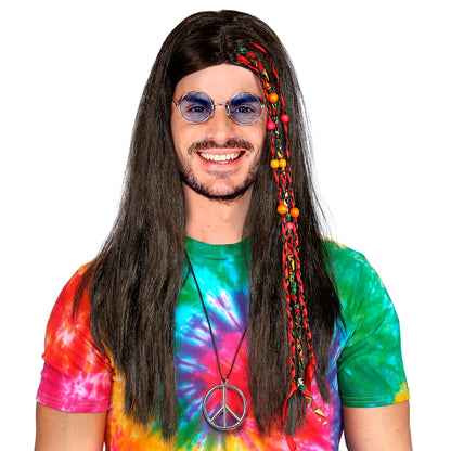 "HIPPIE PERÜCKE MIT PERLEN FLECHTZÖPFEN" in Box