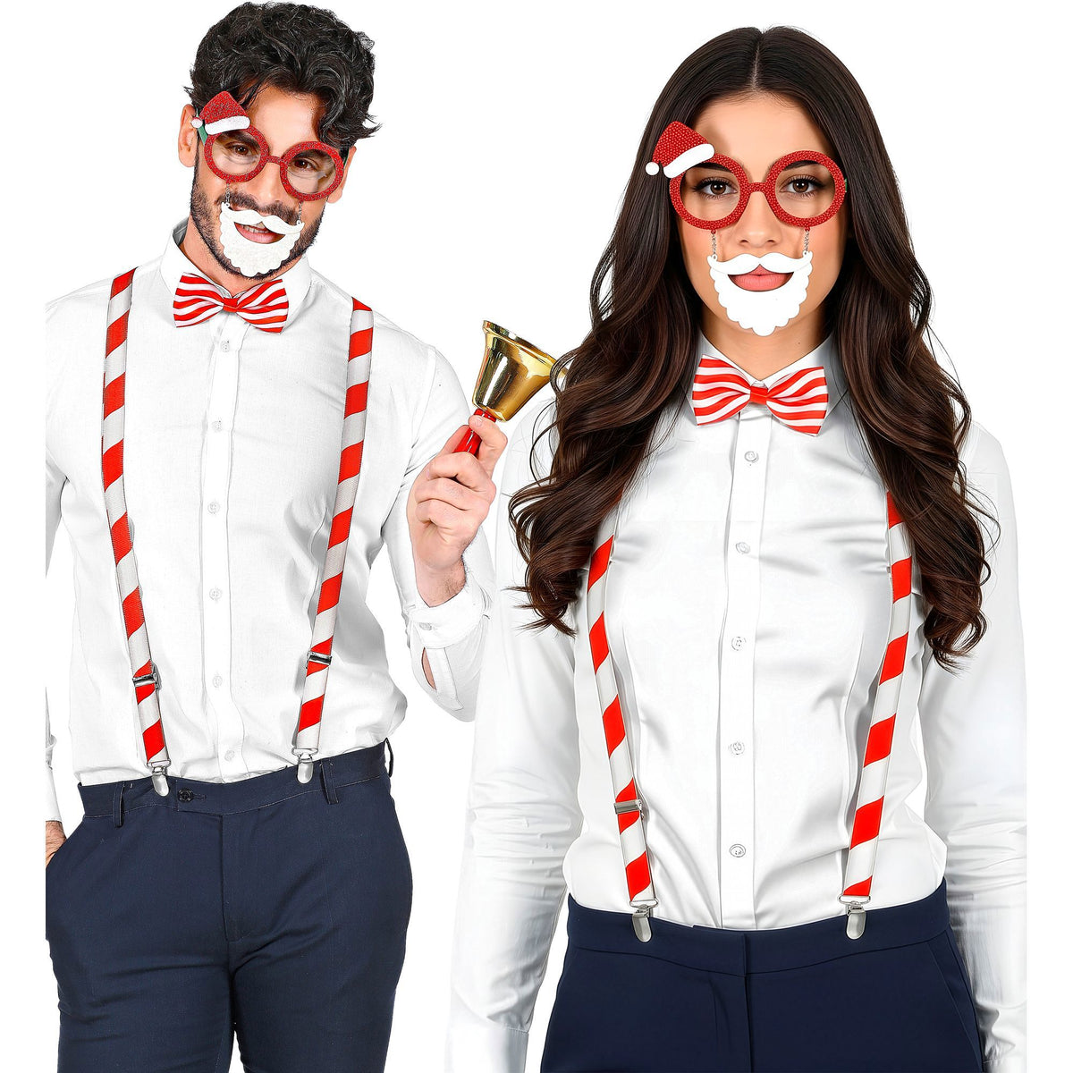 Widmann Weihnachtsmann-Set mit Brille Hosenträgern und Fliege – Seitenansicht