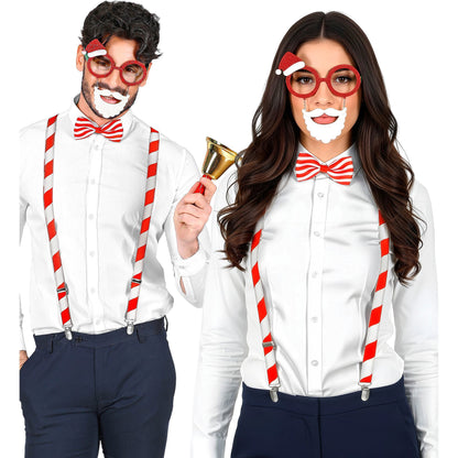 Widmann Weihnachtsmann-Set mit Brille Hosenträgern und Fliege – Seitenansicht