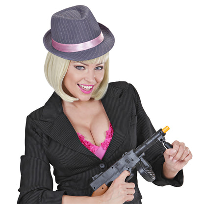 "GRAUER FEDORA MIT NADELSTREIFEN"
