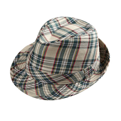 Beigefarbener Tartan-Fedora von Widmann – Produktansicht