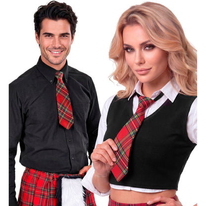 Widmann rote Tartan-Krawatte mit Karomuster – Seitenansicht
