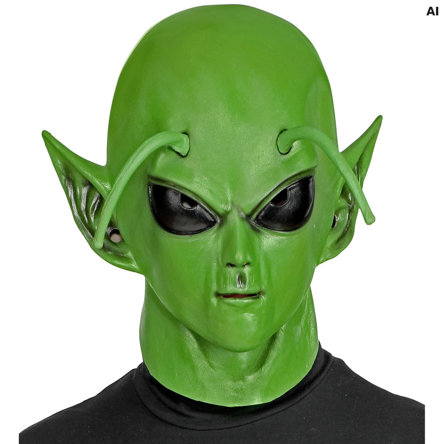 Widmann grüne Alien Vollkopfmaske aus Latex – Produktansicht