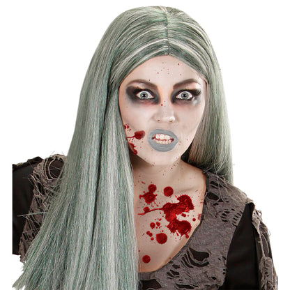 "ZOMBIE MAKE-UP KIT" (flüssiges Latexblut 10 ml, schwarzer & grauer Eyeliner 4,8 ml, Schälchen mit dreifarbigen Make-up 4,5 ml, Pinsel, 2 Schwämme)
