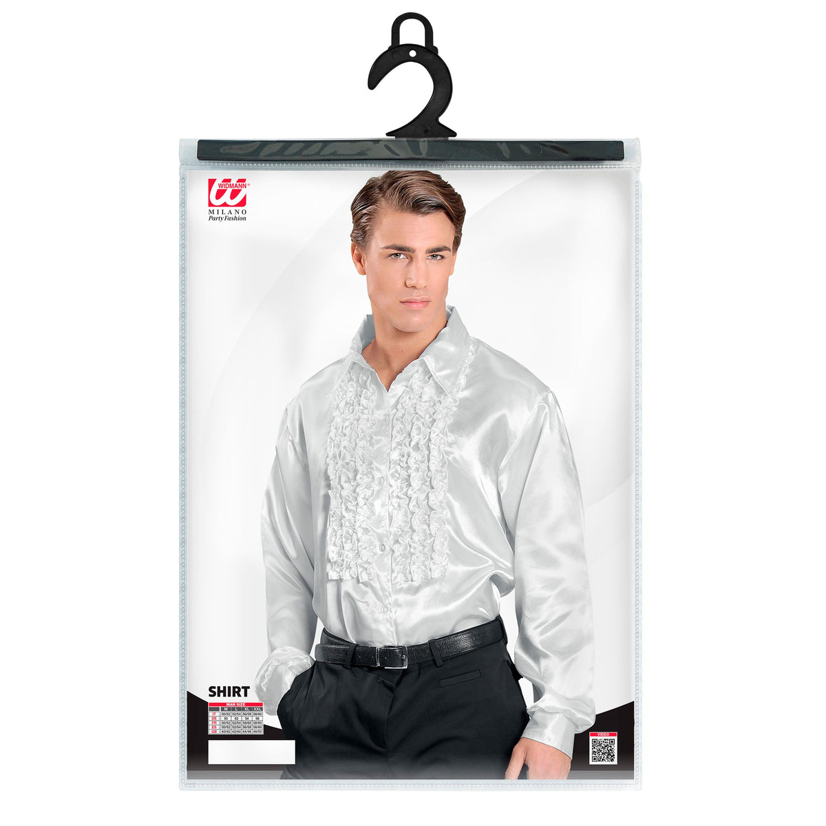 "70er JAHRE DISCO FASHION - WEISS" (Rüschenhemd aus Satin)