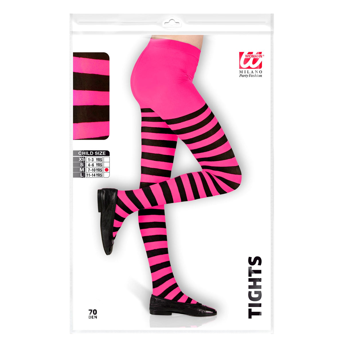 "STRUMPFHOSE PINK/SCHWARZ GESTREIFT" 70 DEN