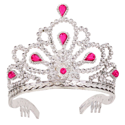 Silbernes Diadem mit rosa Schmucksteinen – edles Accessoire für Kinderkostüme