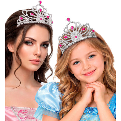 Silbernes Diadem mit rosa Schmucksteinen – edles Accessoire für Kinderkostüme