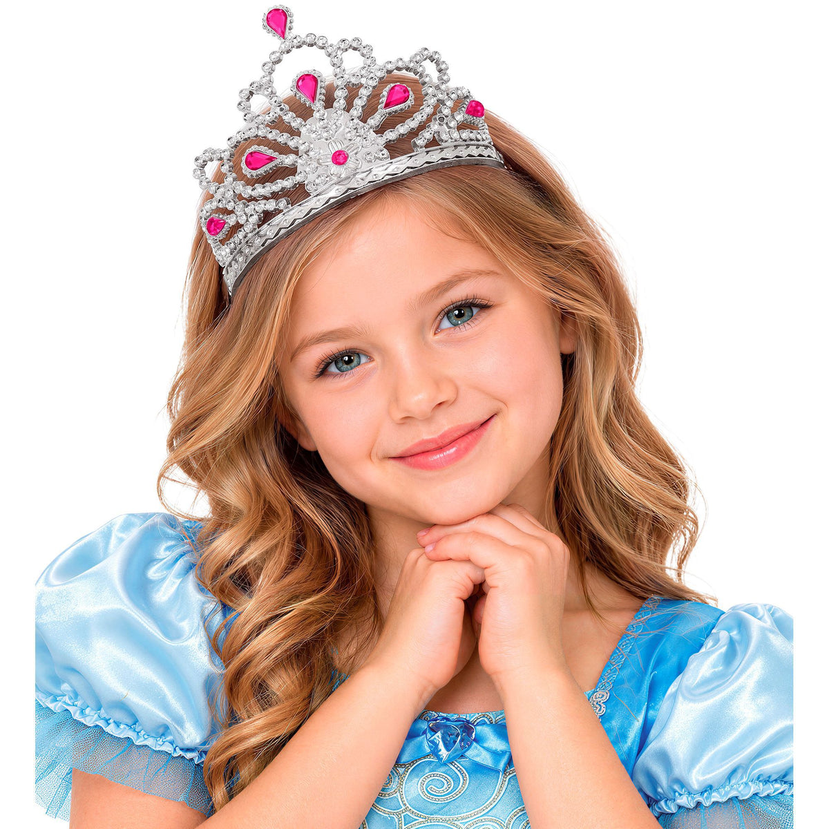 Silbernes Diadem mit rosa Schmucksteinen – edles Accessoire für Kinderkostüme