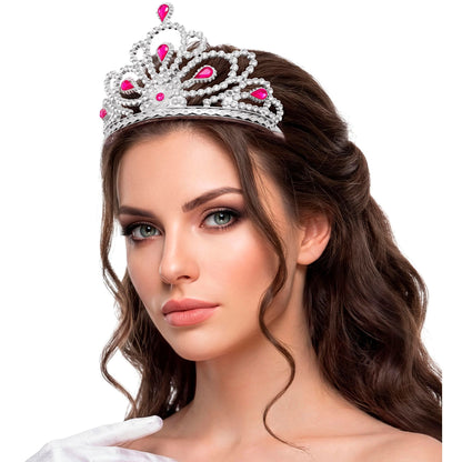 Silbernes Diadem mit rosa Schmucksteinen – edles Accessoire für Kinderkostüme