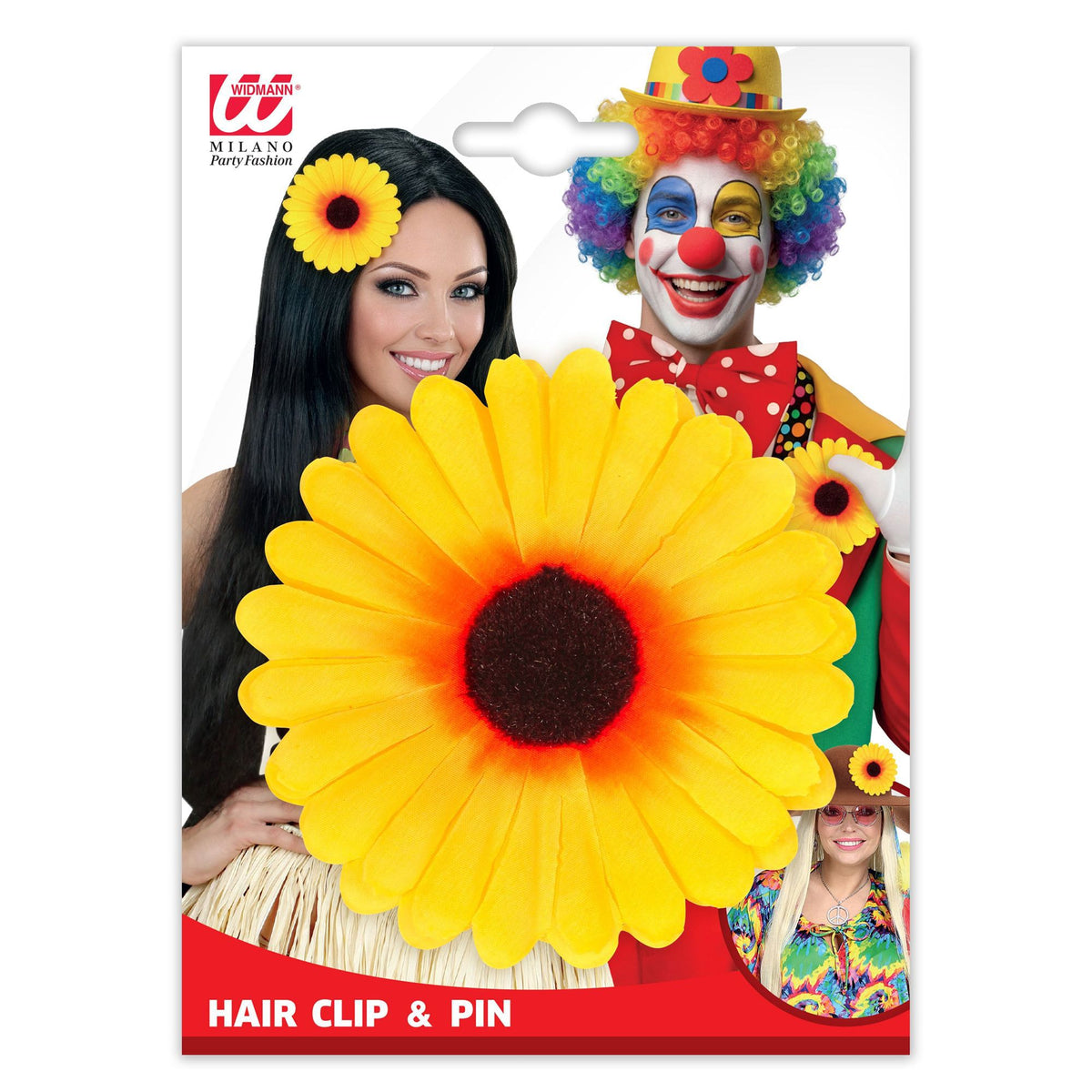 Widmann Haarklammer und Brosche Sonnenblume – Detailansicht