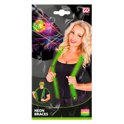Widmann Kostümzubehör Neon grüne Hosenträger für Fasnacht und Mottoparty