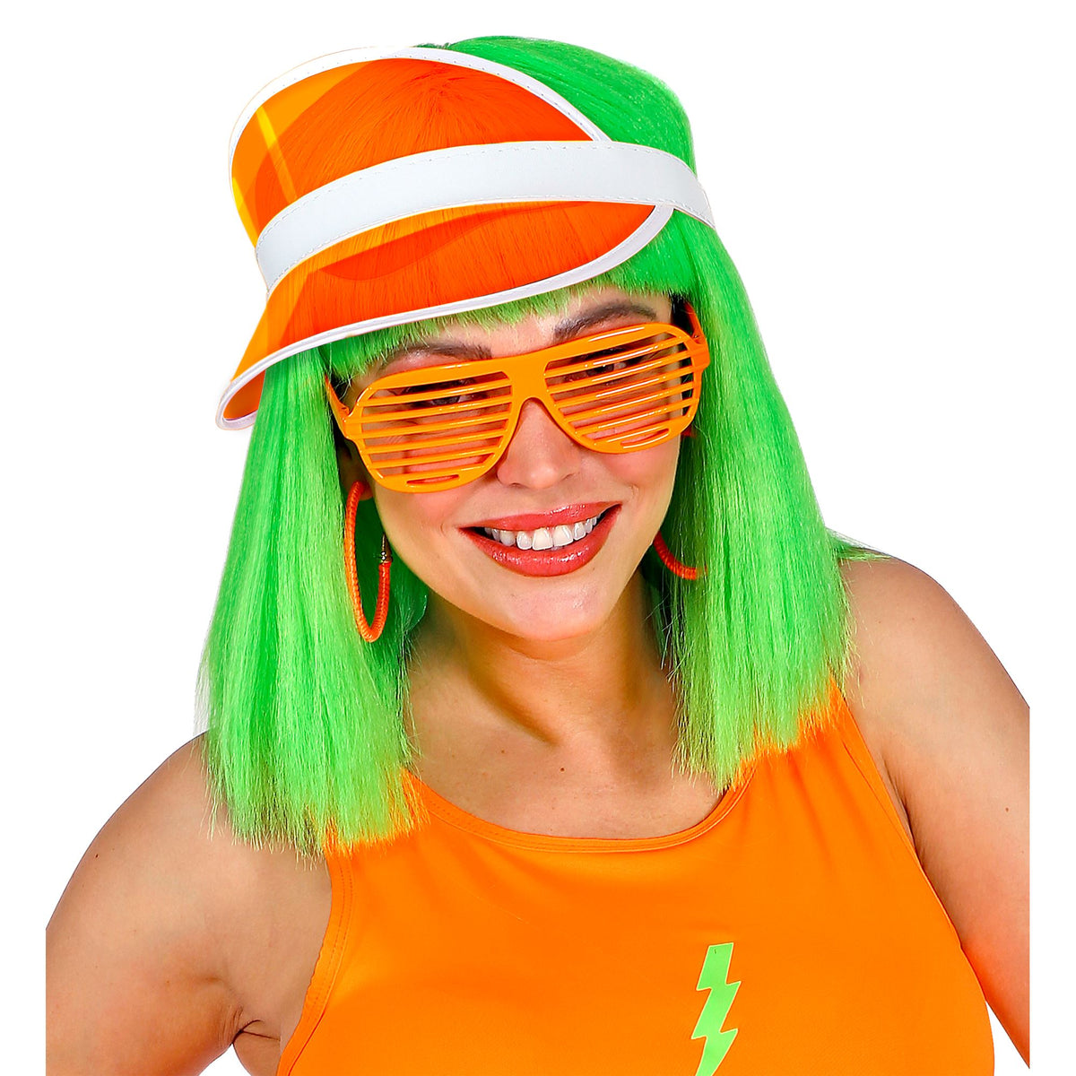 "ORANGENE 80er JAHRE SONNENKAPPE"