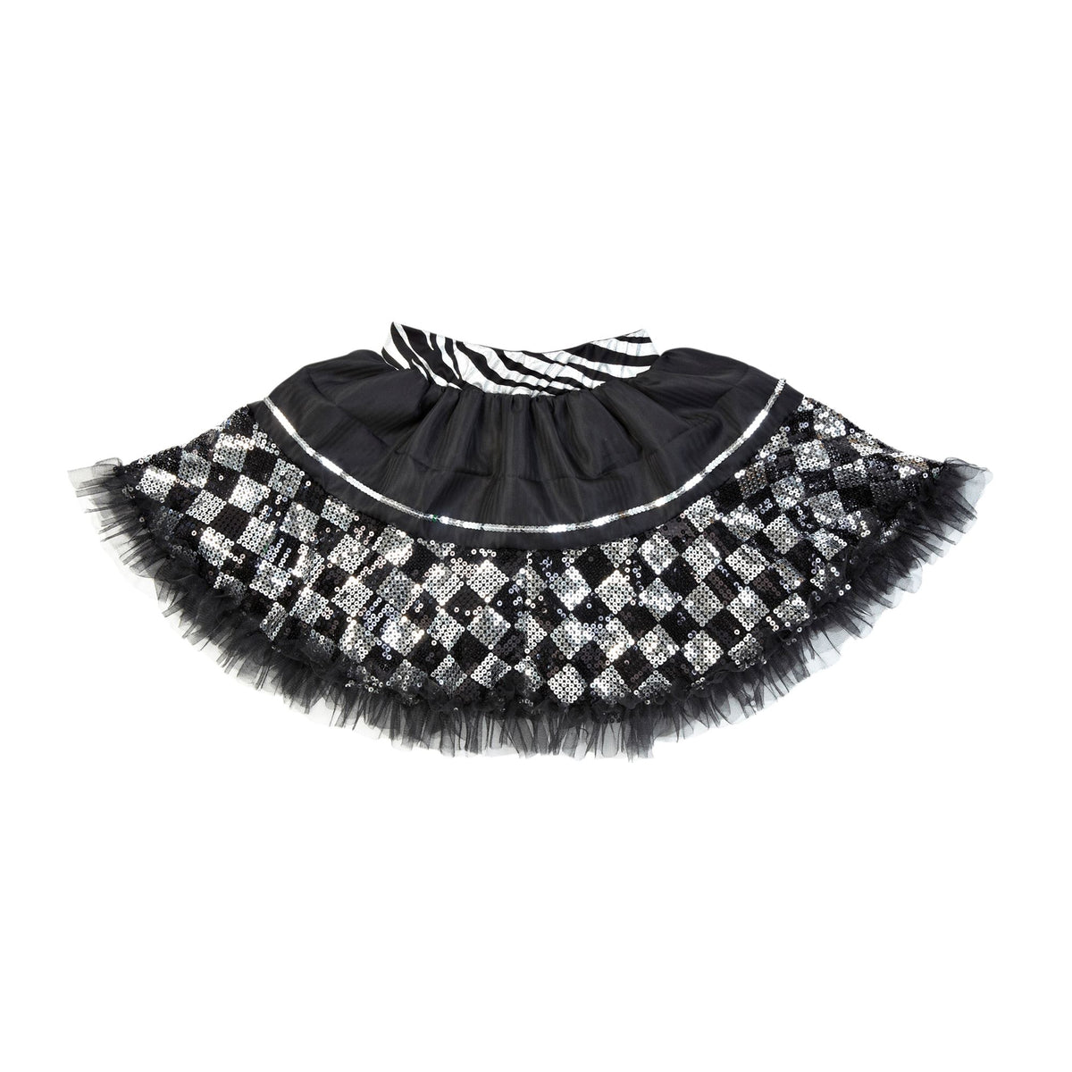 "SCHACHBRETT PAILLETTENROCK SCHWARZ - SILBER"