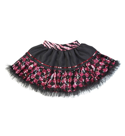 "SCHACHBRETT PAILLETTENROCK SCHWARZ - ROSA"