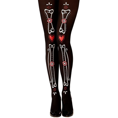 "DIA DE LOS MUERTOS KNOCHEN STRUMPFHOSE" 50 DEN