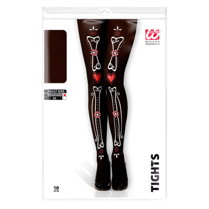 "DIA DE LOS MUERTOS KNOCHEN STRUMPFHOSE" 50 DEN