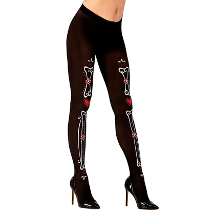 "DIA DE LOS MUERTOS KNOCHEN STRUMPFHOSE" 50 DEN