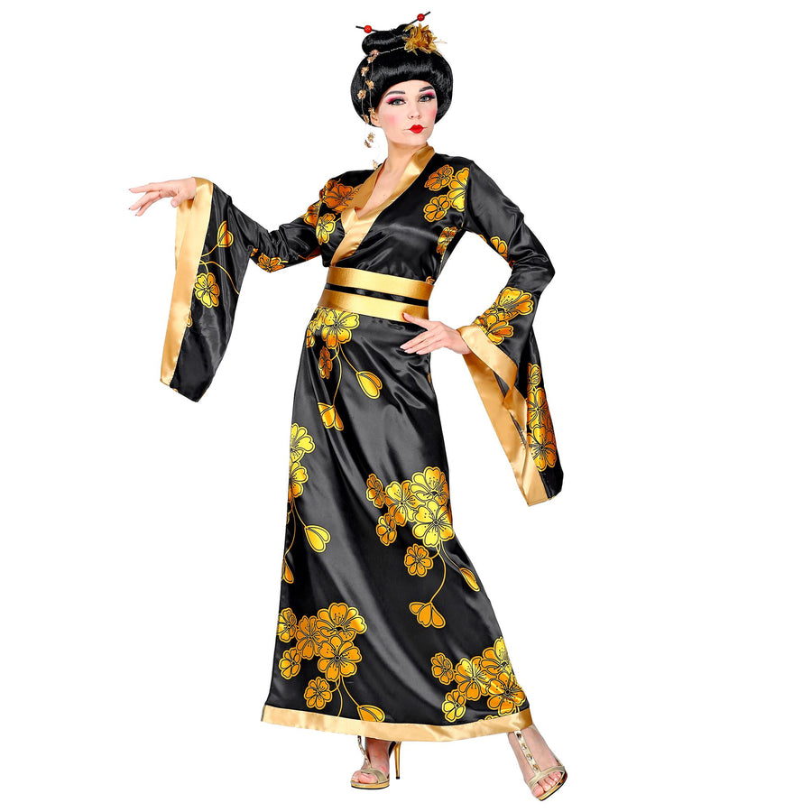 Widmann Geisha Kostüm mit schwarzem Kimono und Gürtel – Produktansicht