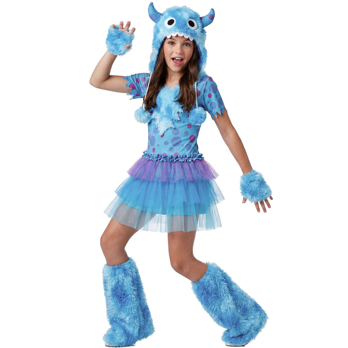 "MONSTER GIRL" (Kleid, Kopfbedeckung, Handschuhe, Schaefte) in 3 Farben sortiert