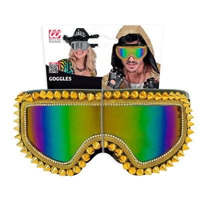 Widmann goldene Skibrille Après-Ski mit Nieten und Strass – Detailansicht