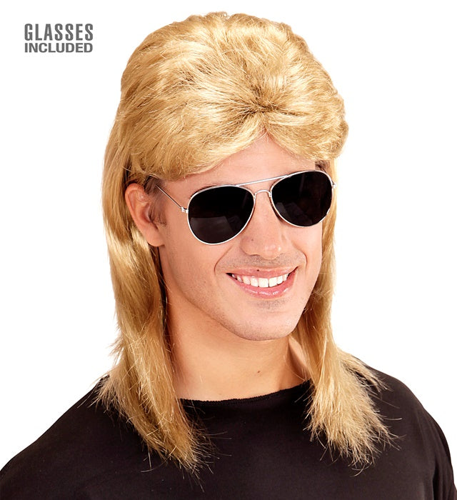 "BLONDE PERÜCKE VOKUHILA 80er JAHRE MIT BRILLE" in Polybag