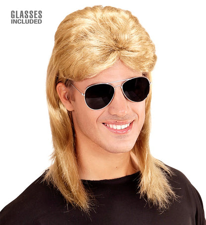 "BLONDE PERÜCKE VOKUHILA 80er JAHRE MIT BRILLE" in Polybag
