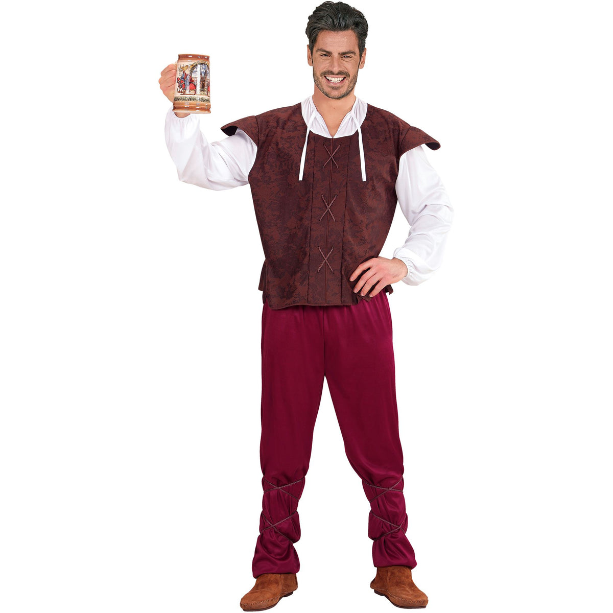 "MITTELALTERLICHER WIRT" (Hemd mit Weste, Hose, Schnüre für die Beine)