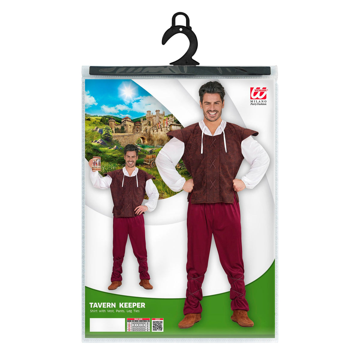 "MITTELALTERLICHER WIRT" (Hemd mit Weste, Hose, Schnüre für die Beine)