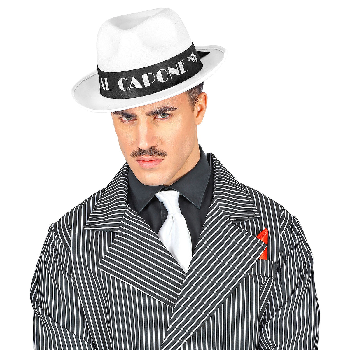 Weisser Al Capone Hut aus Filz von Widmann – Rückansicht