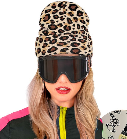 "MÜTZE BEANIE LEOPARDENMUSTER" Wolloptik